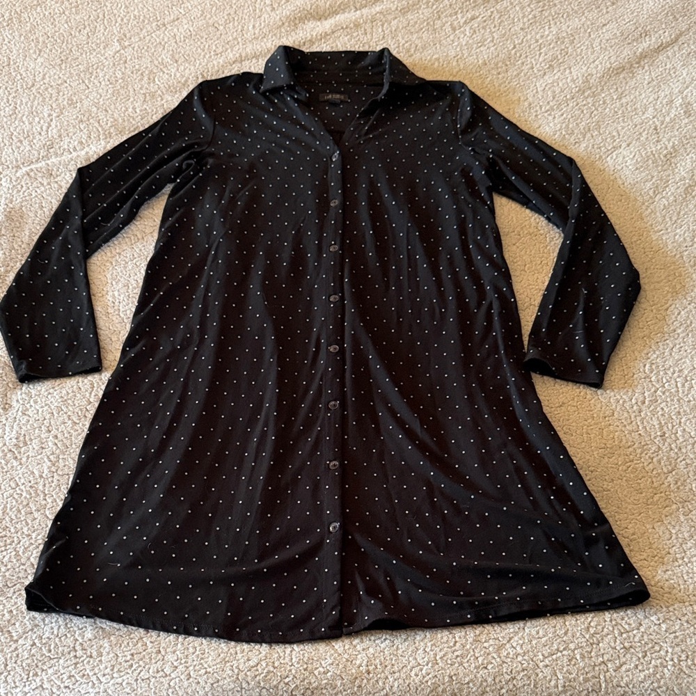 J. Jill Wearever Collection Black Polka Dot Midi Dress XS